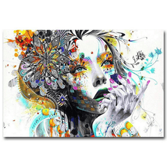 Wall Art Hippie Girl With Flowers Canvas Print