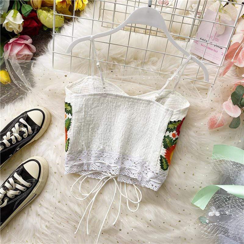 Cosmic Bloom Lace Up Tank