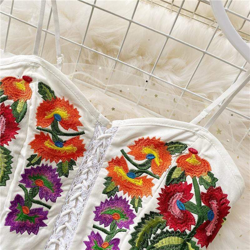 Cosmic Bloom Lace Up Tank