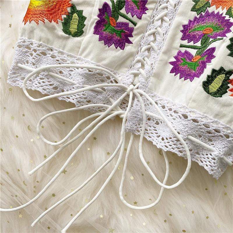 Cosmic Bloom Lace Up Tank