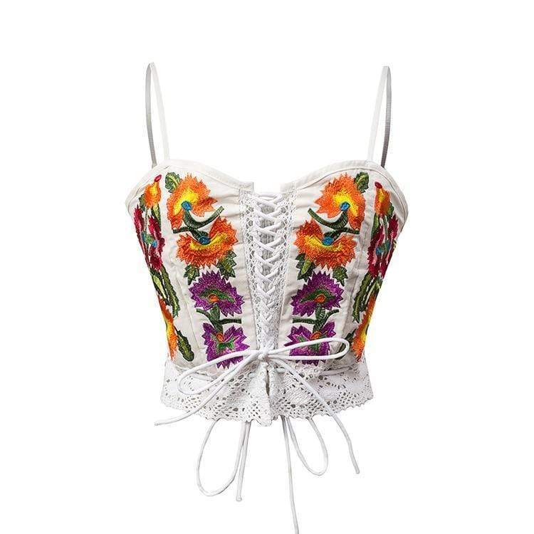 Cosmic Bloom Lace Up Tank