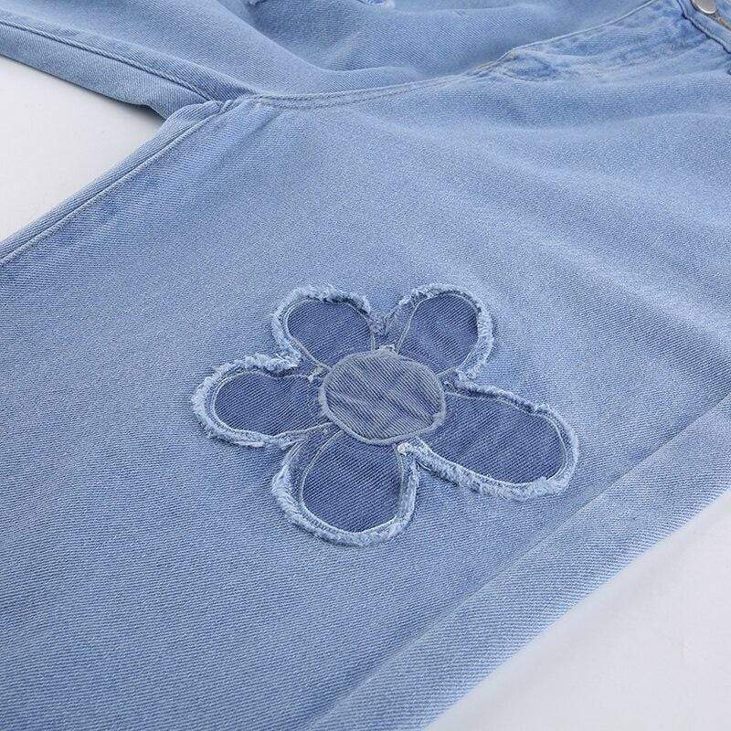 Floral Denim Pants