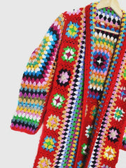 Hand Knitted Rainbow Crochet Cardigan