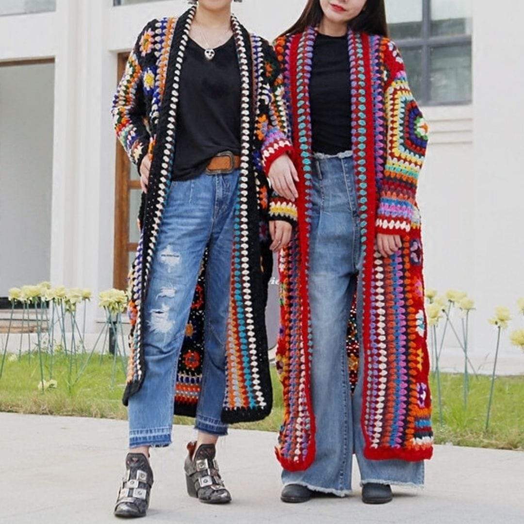 Hand Knitted Rainbow Crochet Cardigan