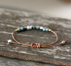 Handmade Natural Tree Agate Stone Adjustable Bracelet