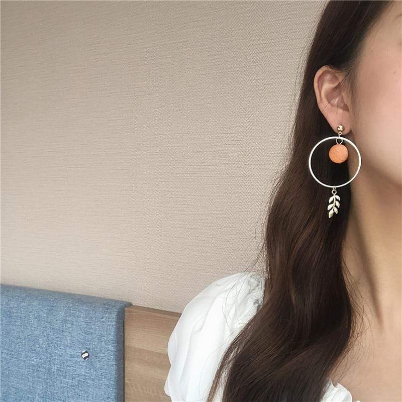Hoop and Leaf Earrings