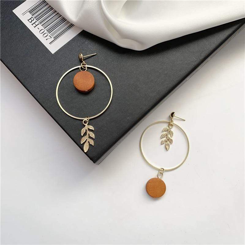Hoop and Leaf Earrings