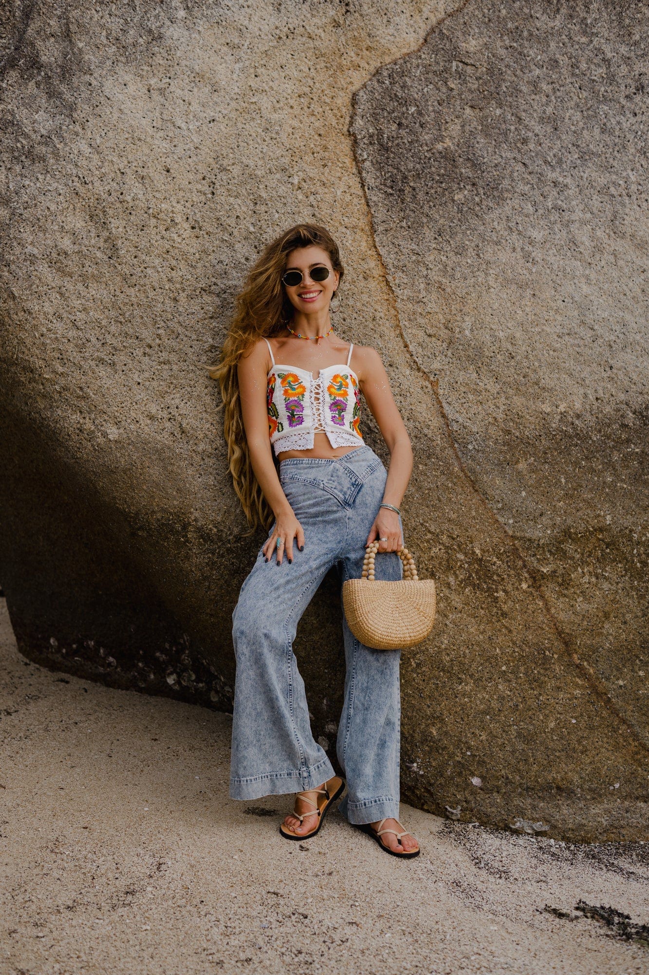 Cosmic Bloom Lace Up Tank