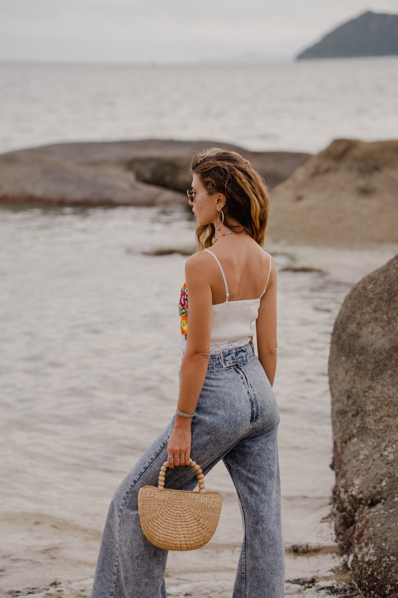 Cosmic Bloom Lace Up Tank