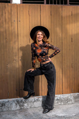 Sun Moon Stars Mesh Top