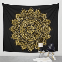 Golden Mandala Tapestry