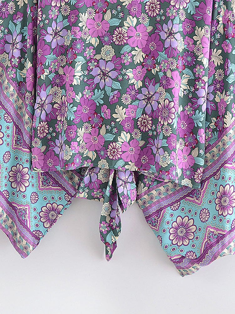 Cosmos Cropped Kimono in Purple