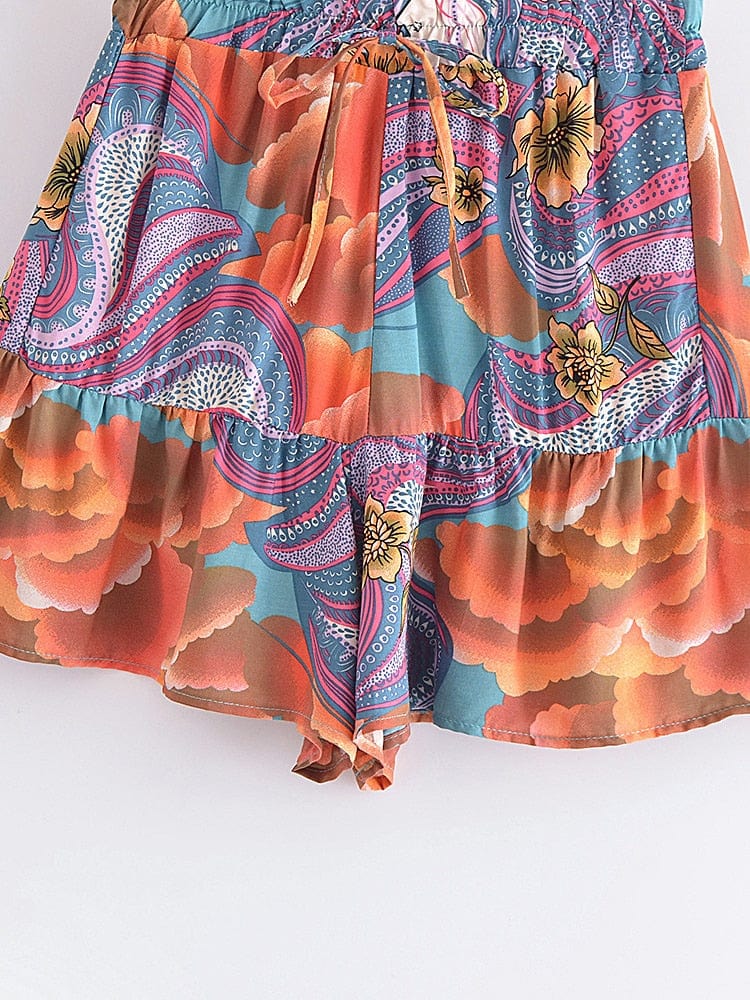 Cosmic Clouds Boho Shorts in Green