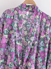 Cosmos Cropped Kimono in Purple