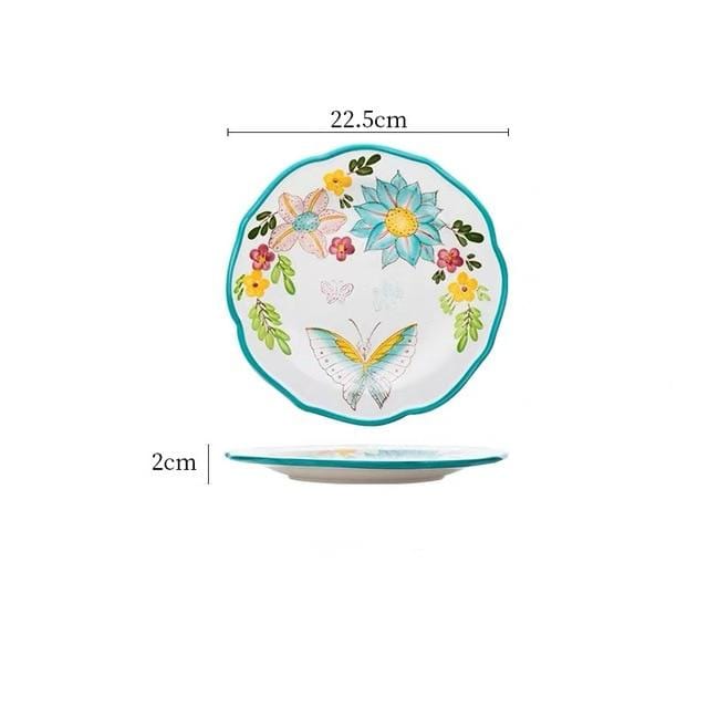 Nordic Style Floral Plates Set
