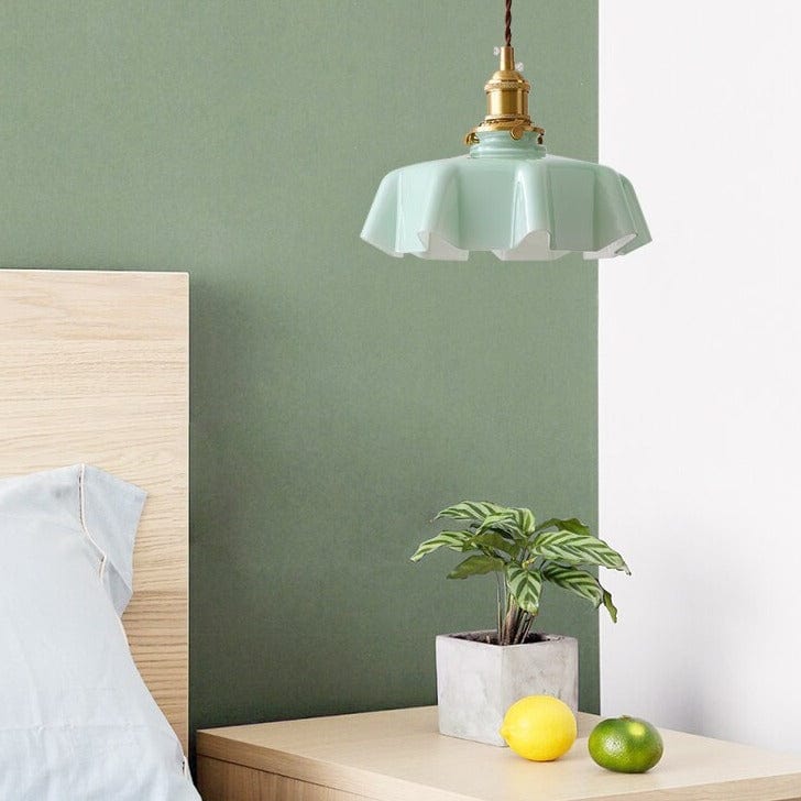 Cream Floral Brass Pendant Light