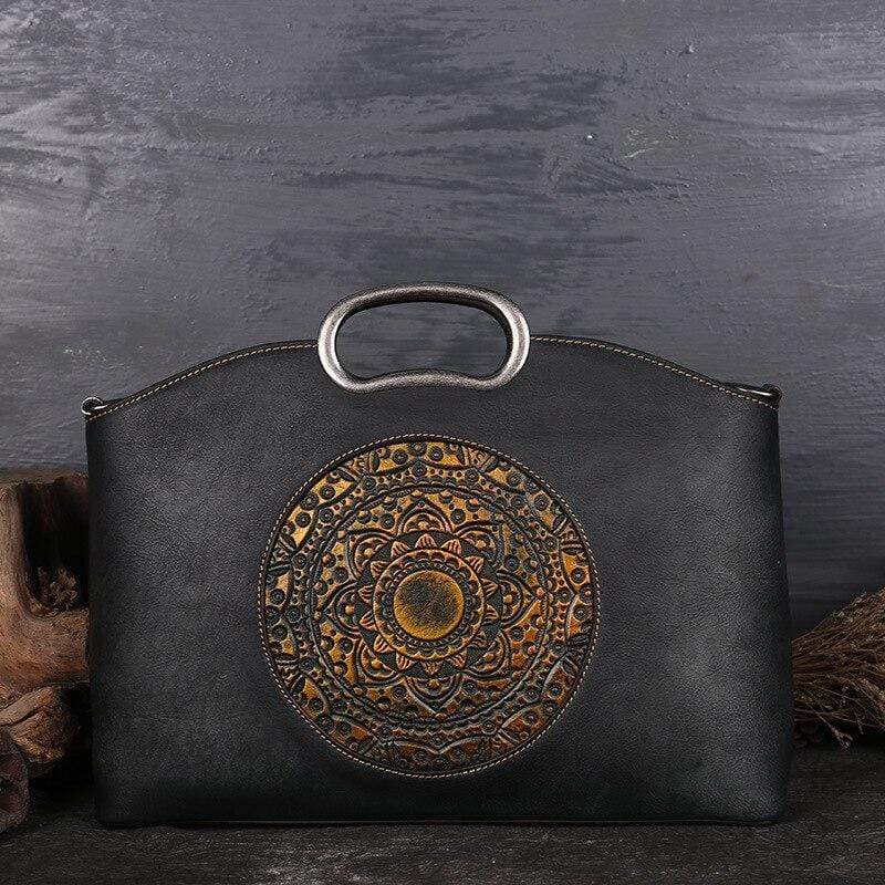 Dark Gray Mandala Embossed Bag