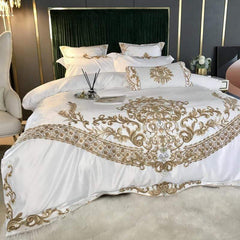 Embroidered Silky Cotton Bedding Set