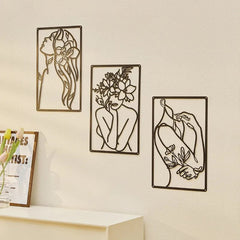 Flower Woman Abstract 3 Piece Wall Art