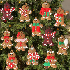 Gingerbread Man Christmas Tree Ornaments 12pcs
