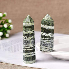 Green Zebra Jasper Crystal Point Tower