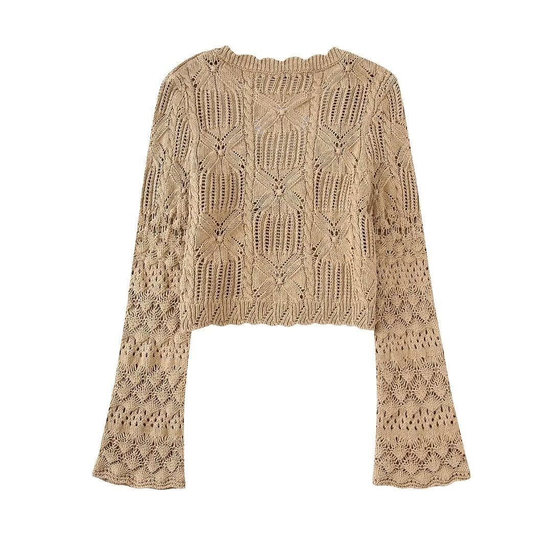 Meridian Hollow Out Crop Cardigan