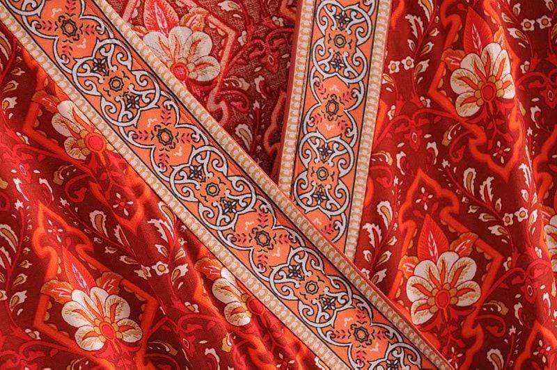 Pandora Red Vintage Floral Wrap Maxi Dress