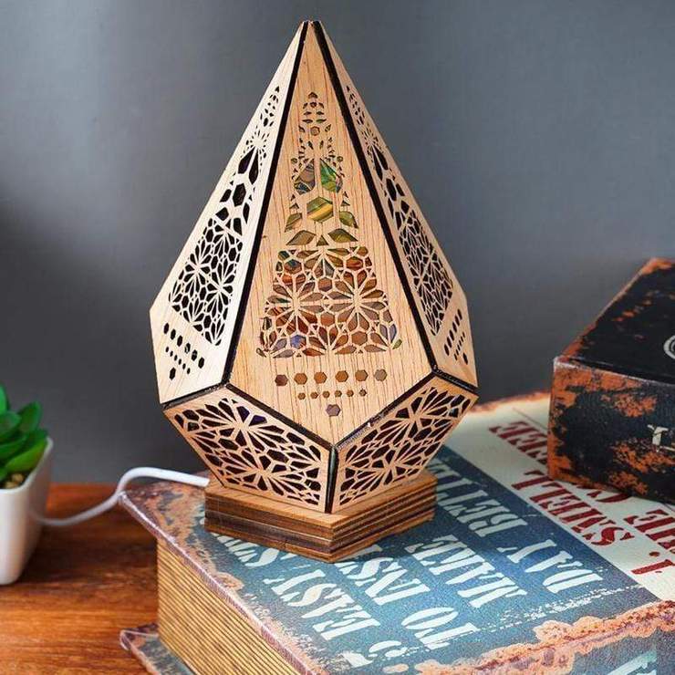 Wooden LED Projection Bohemian Night Lamp