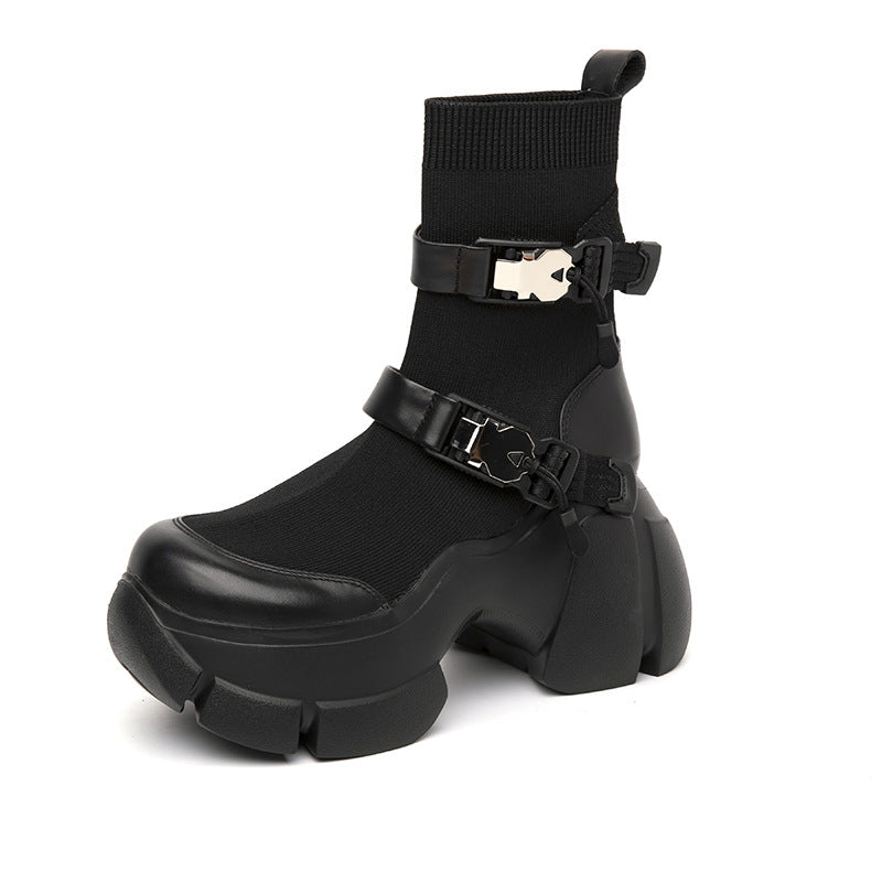 Alt Fashion Metal Buckle High-top Sneakers Ankle Boot