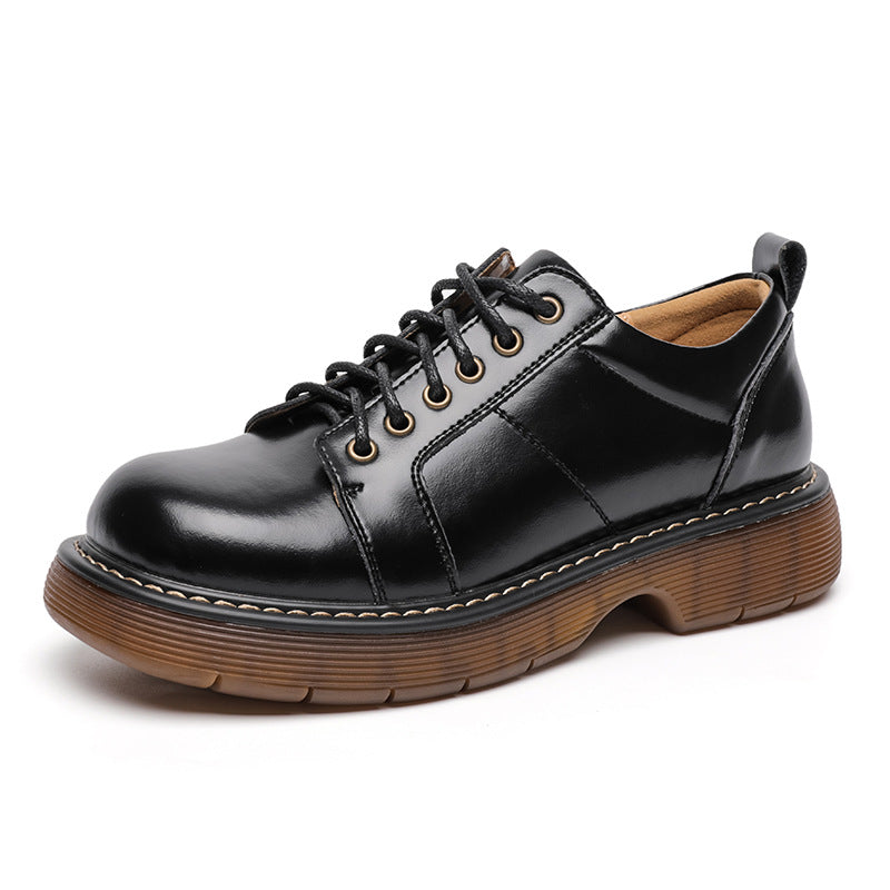 Preppy Style Retro Lace-up Platform Leather Shoes