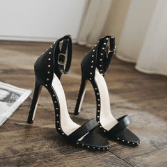 Sandals Buckle Stiletto Rivet High Heel Shoes