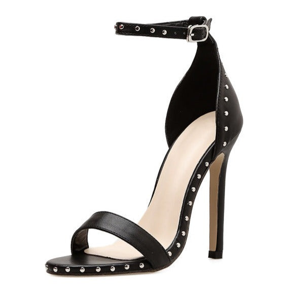 Sandals Buckle Stiletto Rivet High Heel Shoes