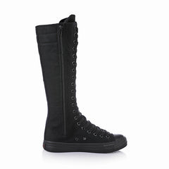 Fashion Lace Up Canvas Zip Boots Shoes