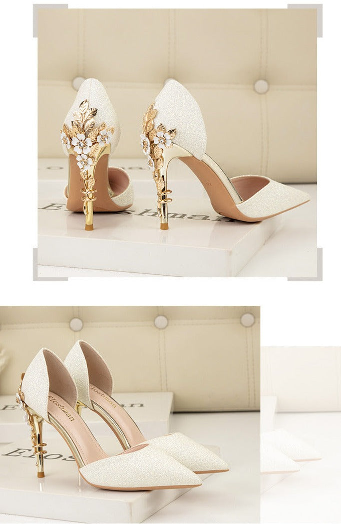 High Heels Glitter Wedding Bridal Shoes Stiletto Pumps