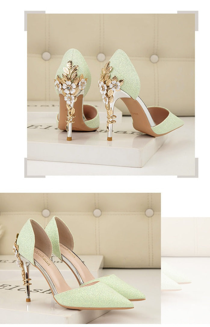 High Heels Glitter Wedding Bridal Shoes Stiletto Pumps