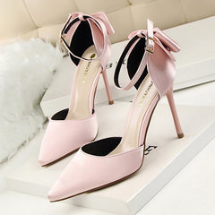 Pointed Toe High Heel Bow Prom Wedding Shoes Pumps