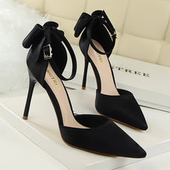 Pointed Toe High Heel Bow Prom Wedding Shoes Pumps