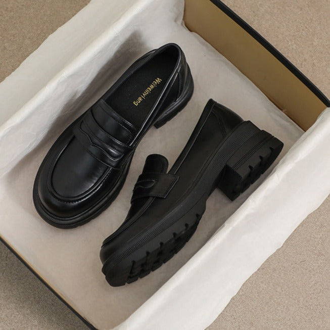 Round Toe Loafers Platform Shoes Comfortable Soft Bottom