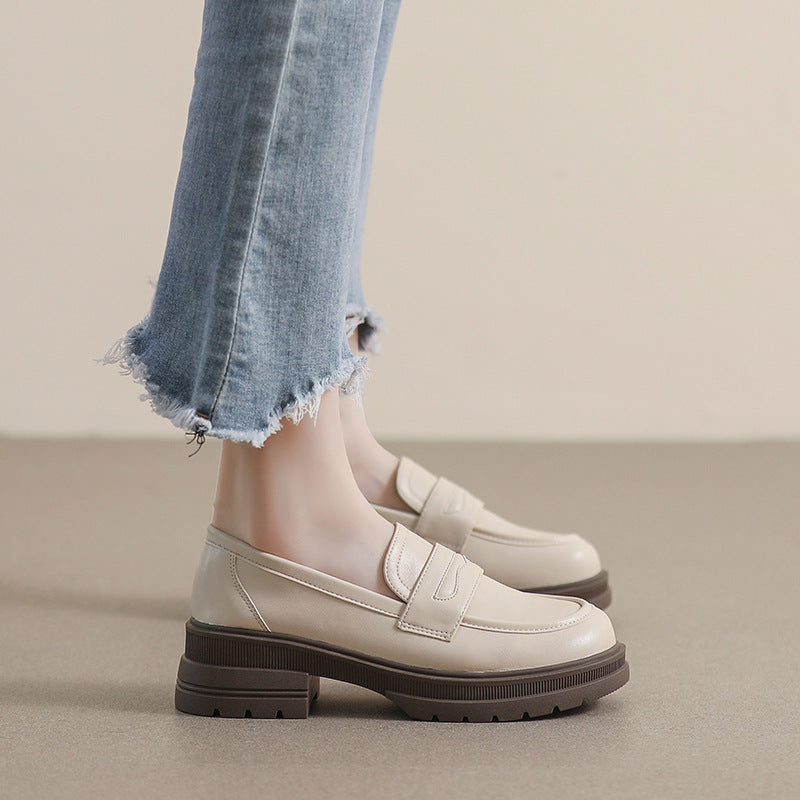 Round Toe Loafers Platform Shoes Comfortable Soft Bottom