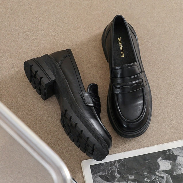 Round Toe Loafers Platform Shoes Comfortable Soft Bottom