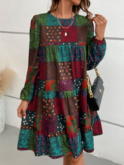 Paisley Print Long Sleeve Dress