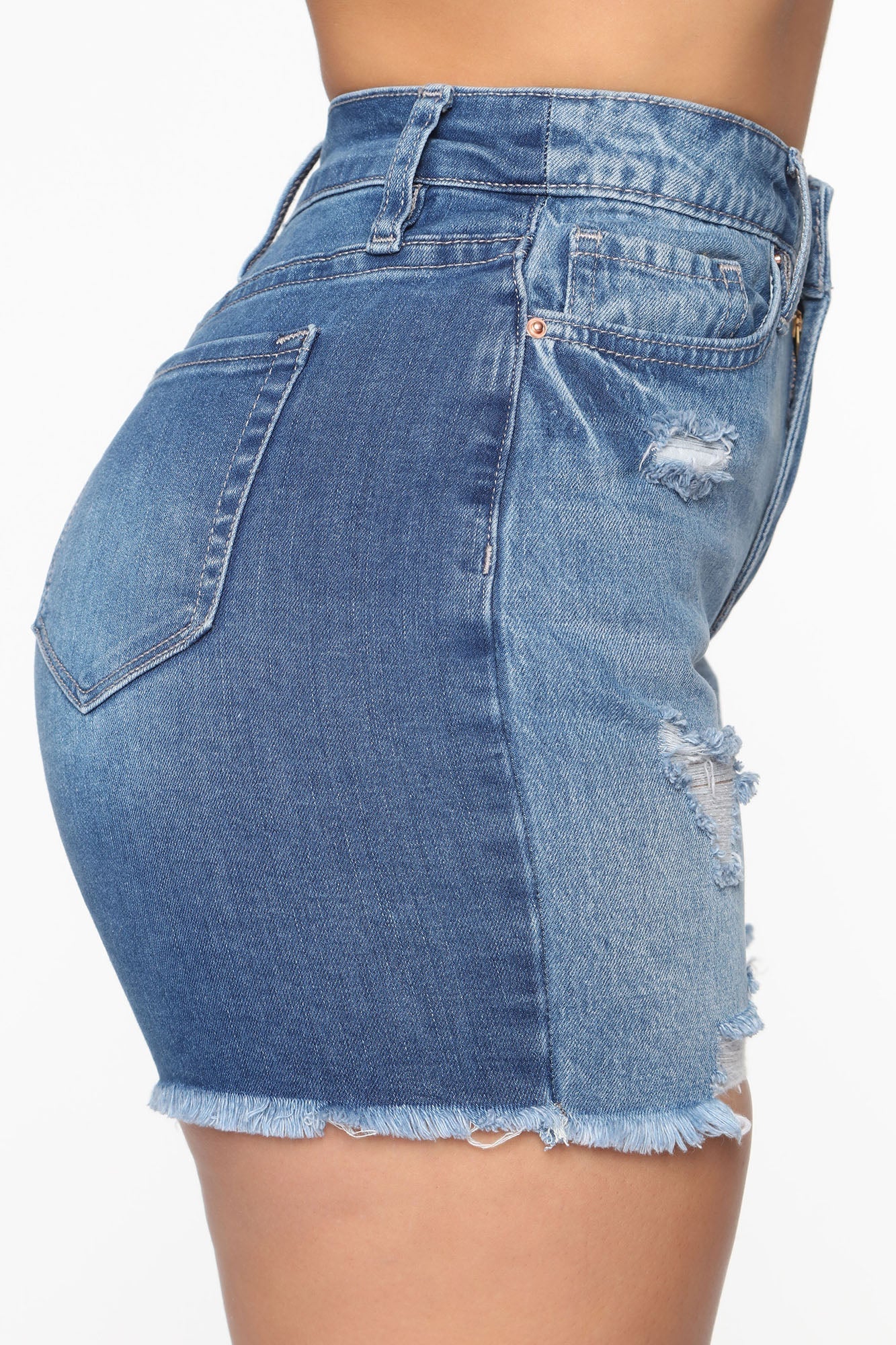 The Mixer Distressed Denim Shorts - Light Blue Wash