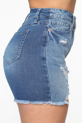 The Mixer Distressed Denim Shorts - Light Blue Wash