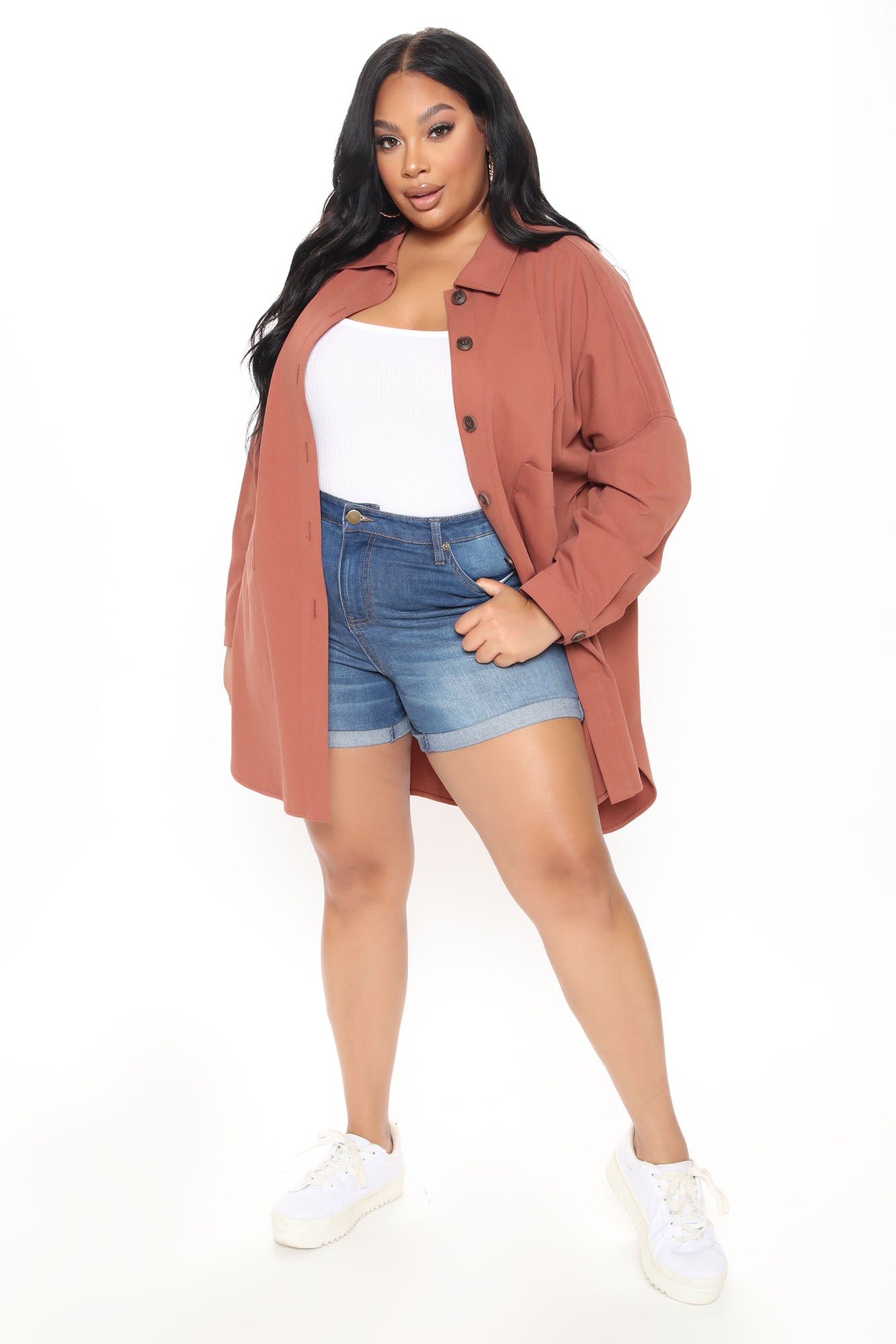 Try To Keep Up Denim Shorts - Dark Denim