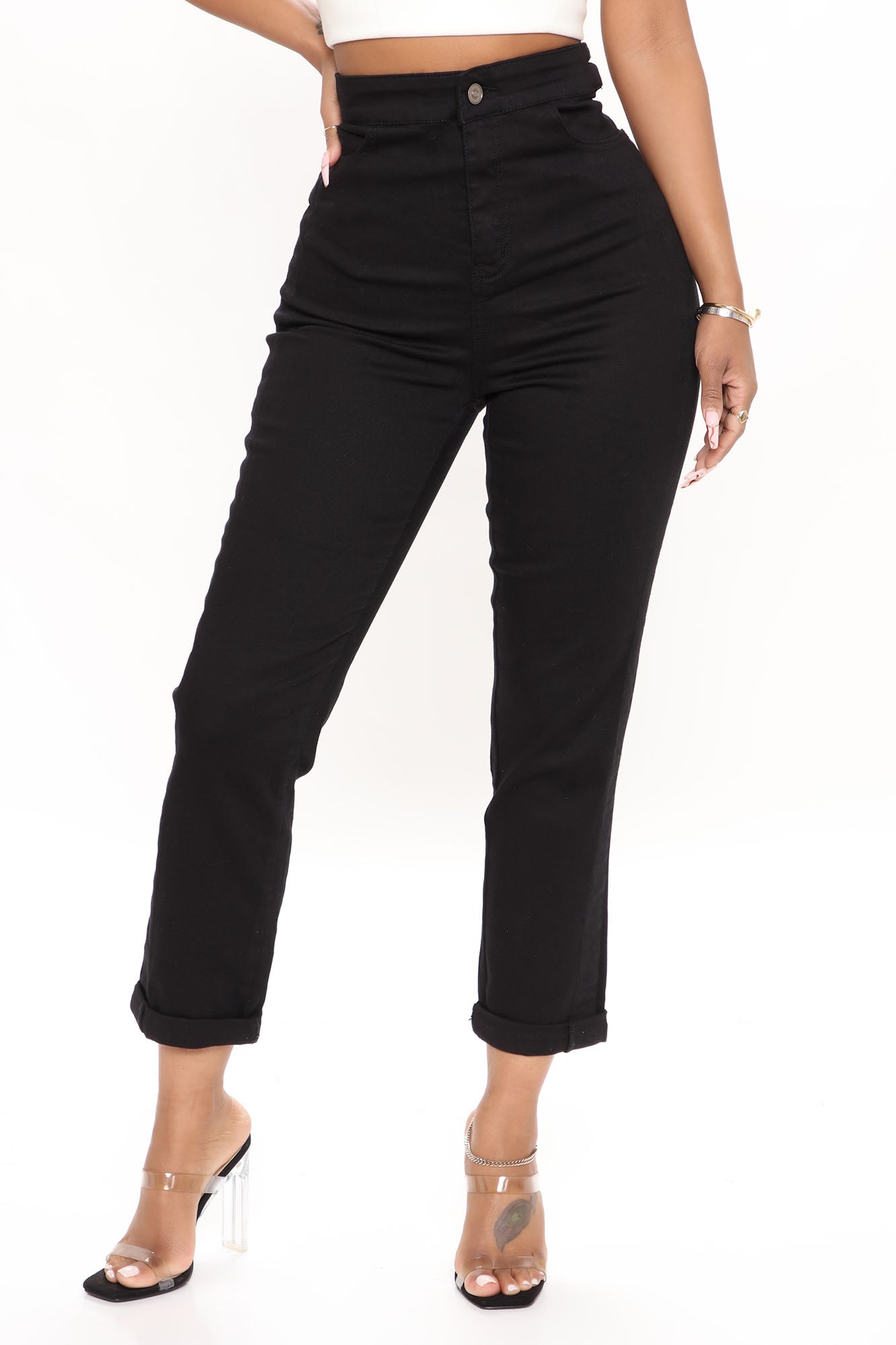 Tie 'Em Up Boyfriend Jeans - Black