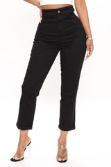 Tie 'Em Up Boyfriend Jeans - Black