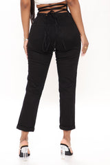 Tie 'Em Up Boyfriend Jeans - Black