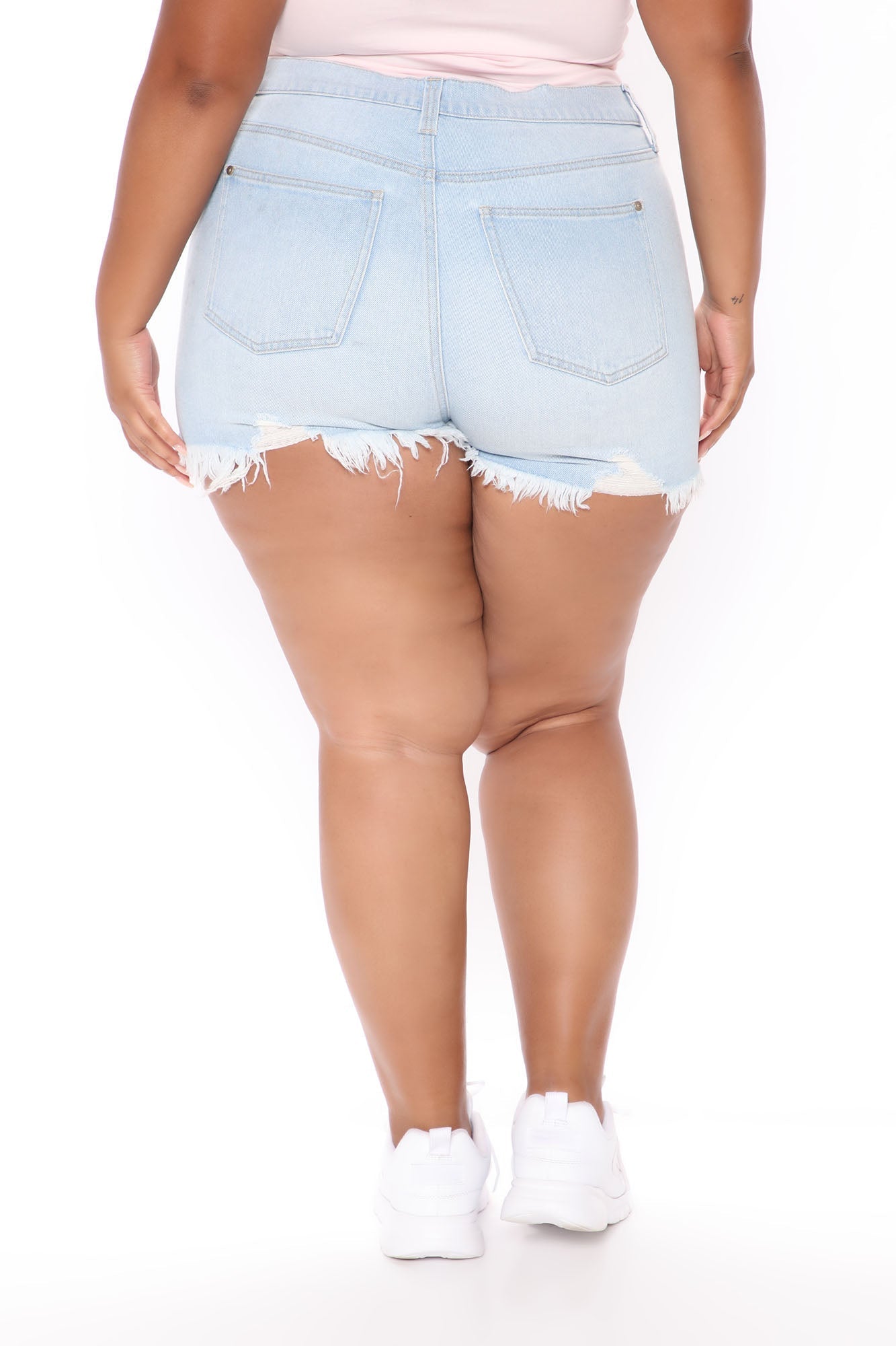 The Story Continues Distressed Denim Shorts - Light Blue Wash – Baly Shop