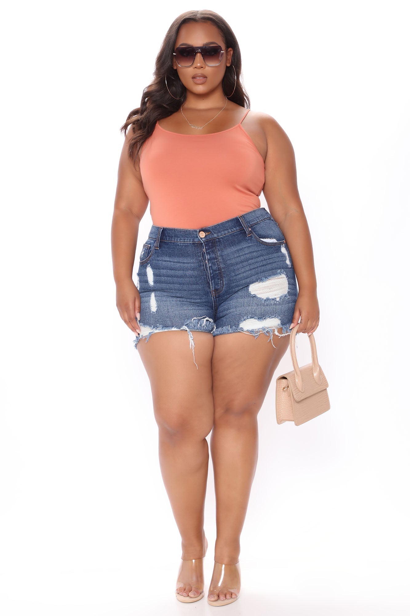 The Story Continues Distressed Denim Shorts - Dark Wash
