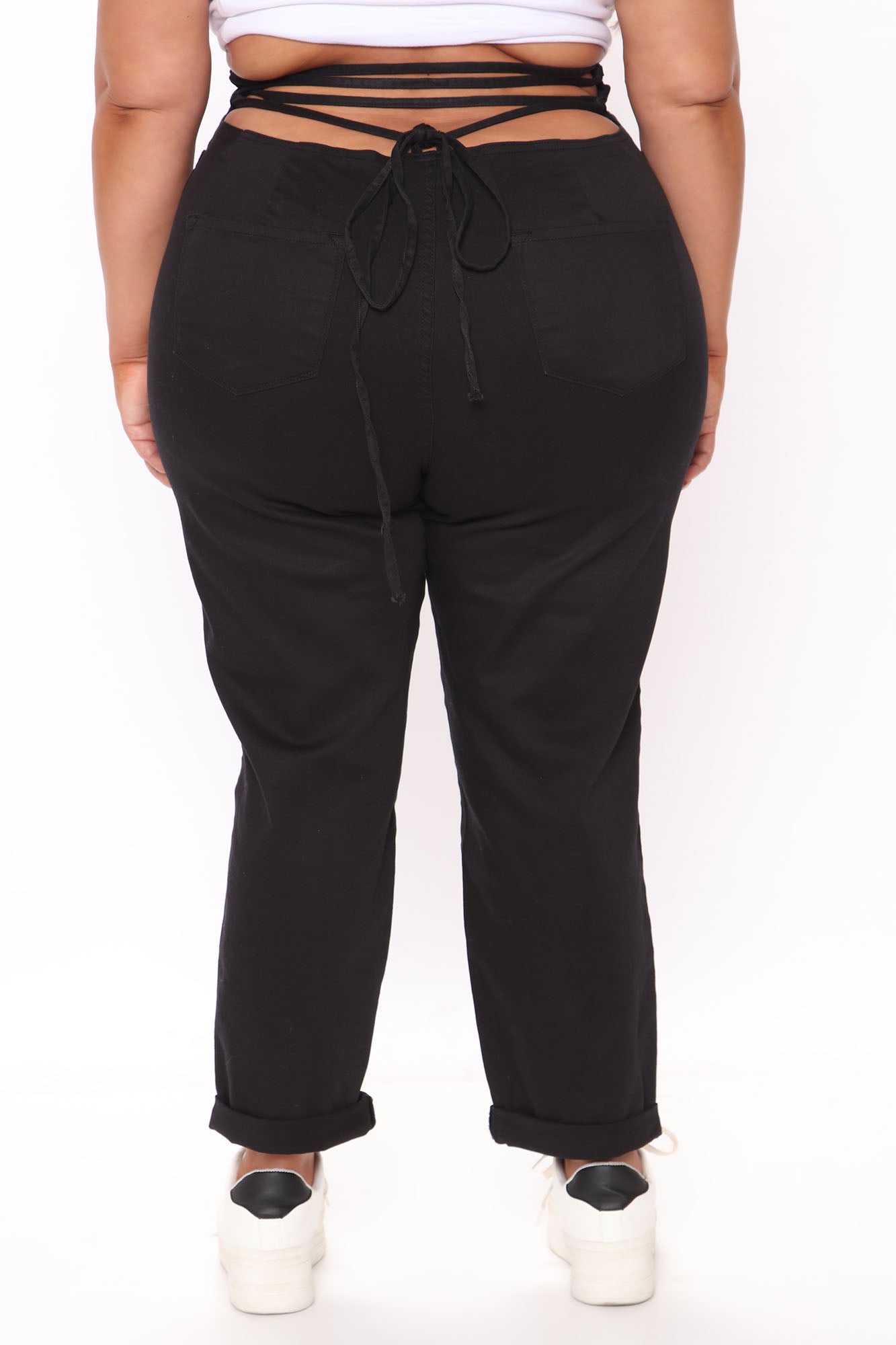 Tie 'Em Up Boyfriend Jeans - Black